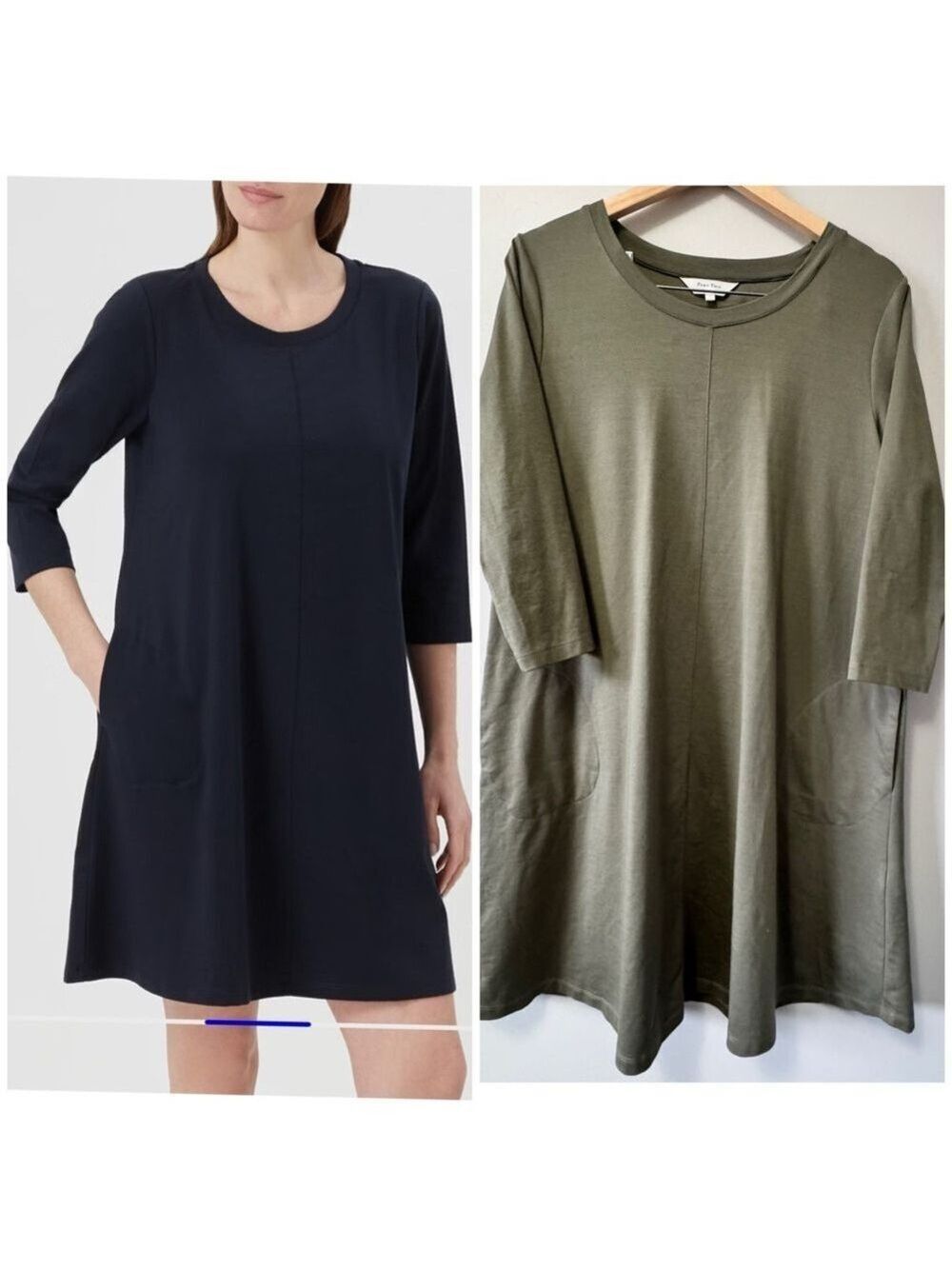 Part Two Nanika Olive Green 3/4 Sleeve Dresses SZ Large